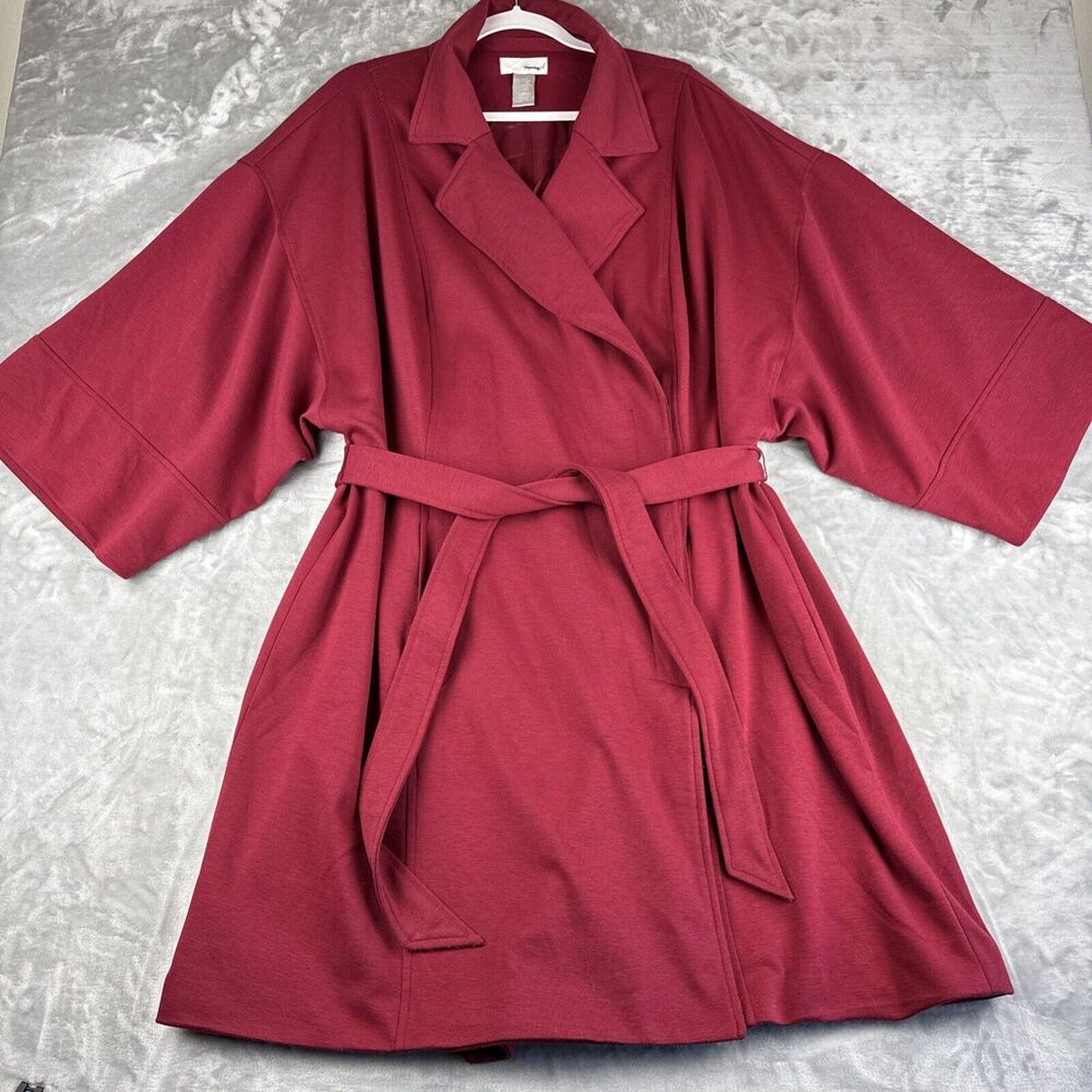 Spiegel Long Belted Trench Coat Women's 20W Red‎ Kimono Sleeve Lined (1148)